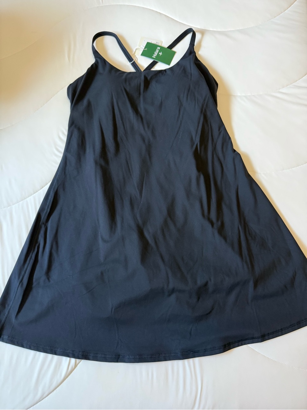 HALARA Black Midi Dress with Thin Straps